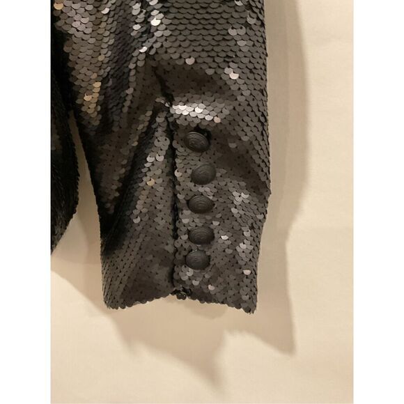 L'Agence Women's Black Kenzie Double Breasted Sequin Matte Blazer Size 6 - Picture 7 of 10